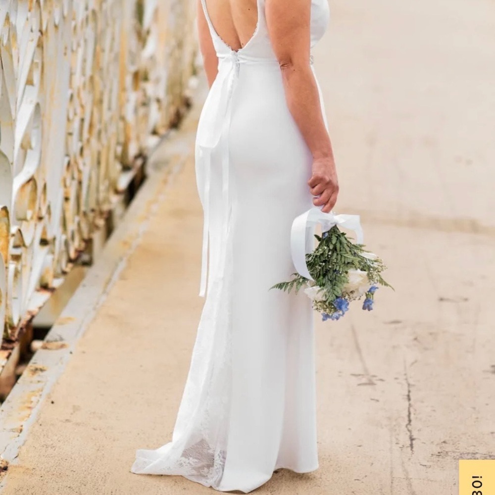 White maxi dress - Lulus - lace detail & low button back